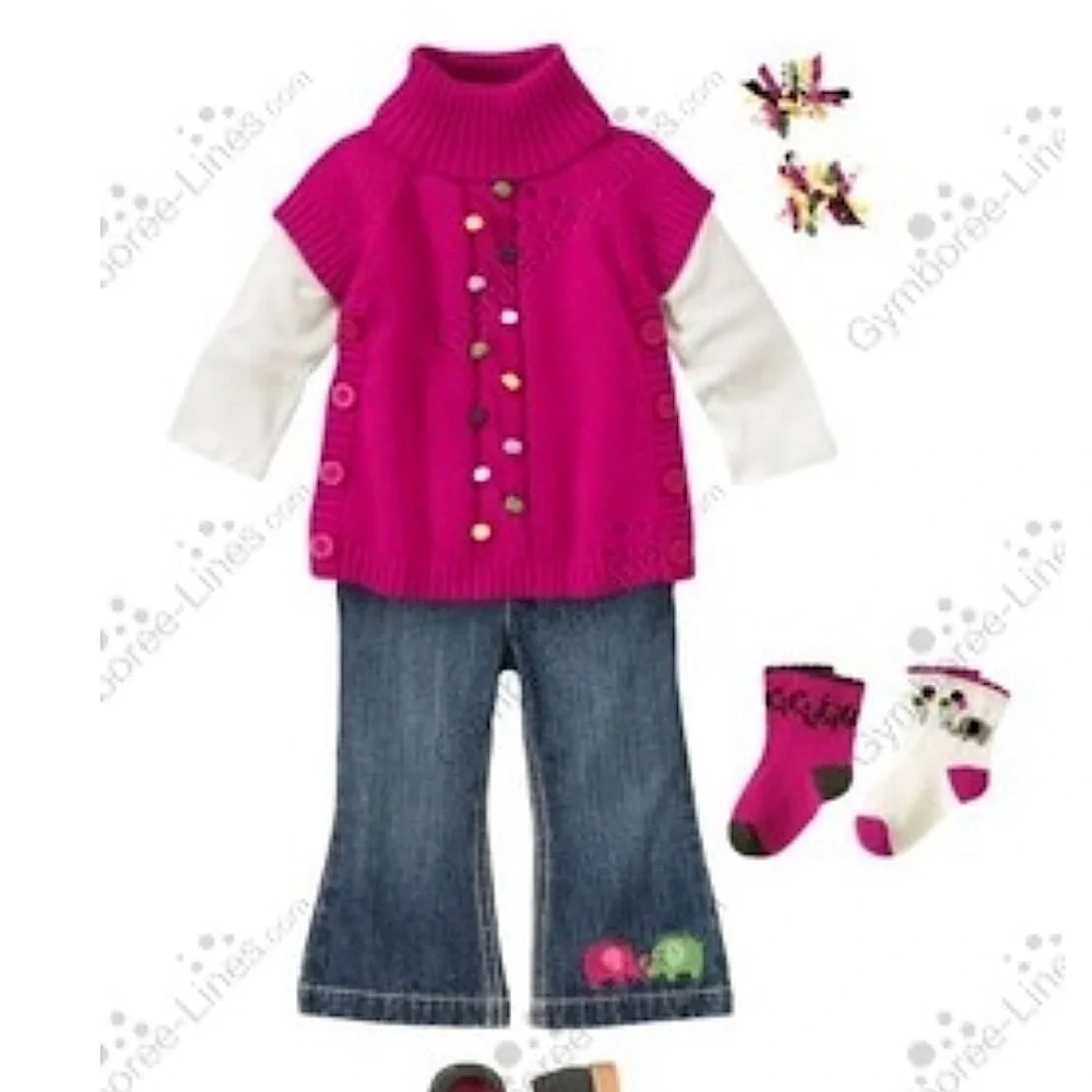 GYMBOREE Merry Bright turle neck knit sweater vest crop cotton holiday 6-12 mos